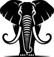 Elephant silhouettes art, black and white color vector