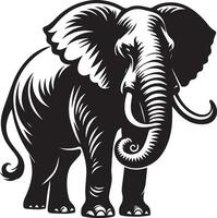 Elephant silhouettes art, black and white color vector