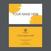 Yellow color Business Card with watercolor brush vector