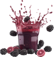Berry Juice splashing with fruits around isolated on a transparent background png