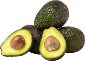 Ripe avocado with half slice isolated on a transparent background png