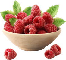 Himbeeren im ein Schüssel isoliert auf ein transparent Hintergrund png