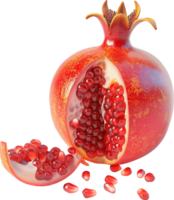 Fresh Pomegranate with seeds fruit isolated on a transparent background png