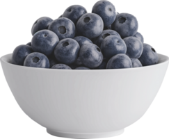 Fresh Blueberries in a white bowl isolated on a transparent background png