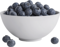 Fresh Blueberries in a white bowl isolated on a transparent background png