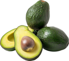 Ripe avocado with half slice isolated on a transparent background png