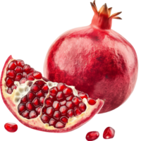 Fresh Pomegranate with seeds fruit isolated on a transparent background png