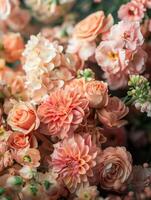 peach color flower bouquet arrangement, ai photo