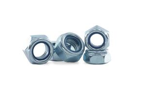 Self locking hex nuts isolated on white background photo