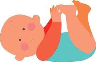 Cute baby lying on his back, he is moving legs and hands vector