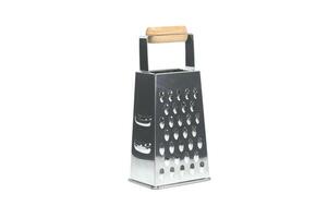 Stainless four sided box grater for kitchen isolated on white background photo