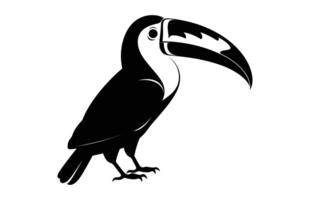 Toucan Bird Silhouette black Clip art, A Toucan Bird Silhouette isolated on a white background vector