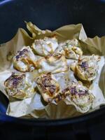 Crisping dim sum shumai in an air fryer photo