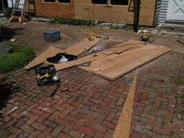 Building tools for barn attached to Classic New England House, photo