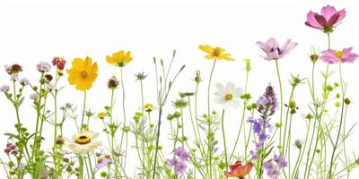 wildflowers decoration floral flatlay on white background photo