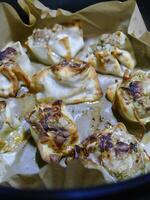 Crisping dim sum shumai in an air fryer photo