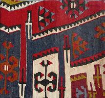 Turkish kilim with natural colors in traditional patterns photo