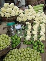 Fresh green vegetables in the Lad Bazaar photo