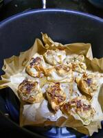 Crisping dim sum shumai in an air fryer photo