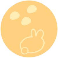 a yellow circle moon with a bunny on it png