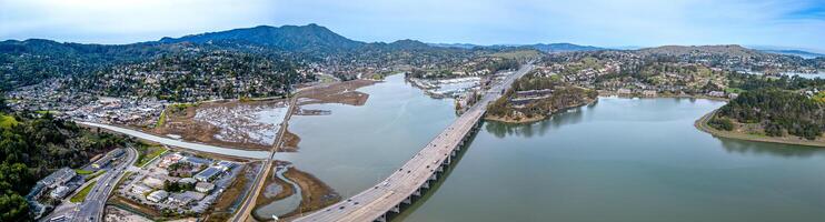 Sausalito Aerial Shot. San Francisco, Bay Area, Pacific Ocean. Scneic Panorama photo