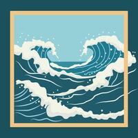 Line Frame Background with Sea Water Waves in World Ocean Day vector