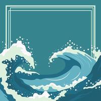 Line Frame Background with Sea Water Waves and Copy Space in World Ocean Day vector