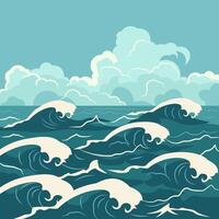 Nature Background of Blue Sea Ocean Water Waves in Summer vector