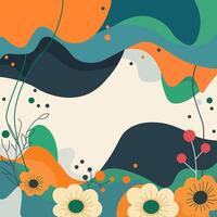 Colorful Fluid Frame Template Background with Flower Plant and Copy Space vector