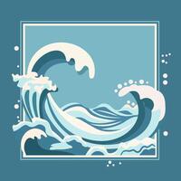 Line Frame Background with Sea Water Waves in World Ocean Day vector