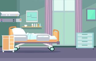 Colorful Hospital Inpatient Room with Bed and Health Medical Equipments vector