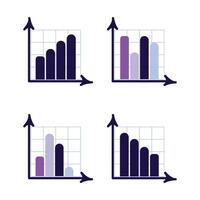 A set of diagrams and graphs. Infographics with color schemes and graphs. vector