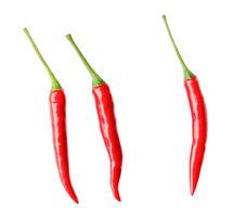 Top view set of red chili peppers or cayenne pepper isolated on white background with clipping path photo