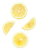 Top view set of yellow lemon half with slices isolated on white background with clipping path photo