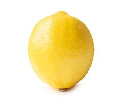 Front view of yellow lemon fruit isolated on white background with clipping path photo