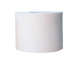 Front view or side view of tissue paper or toilet paper in roll isolated on white background with clipping path photo