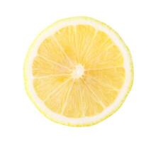 Top view of beautiful yellow lemon half isolated on white background with clipping path photo