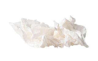 Front view set of screwed or crumpled tissue paper or toilet paper balls after use in toilet or restroom isolated on white background with clipping path photo