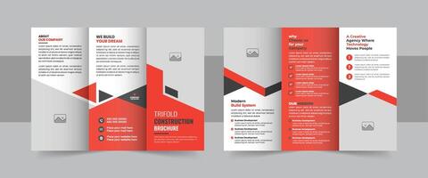 Corporate construction and home renovation trifold brochure design, Professional trifold brochure template vector