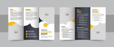 Corporate construction and home renovation trifold brochure design, Professional trifold brochure template vector