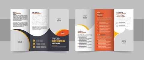 Modern construction and home renovation trifold brochure design, Professional trifold brochure template vector