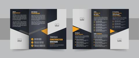 Corporate construction and home renovation trifold brochure, Construction creative trifold brochure template design vector