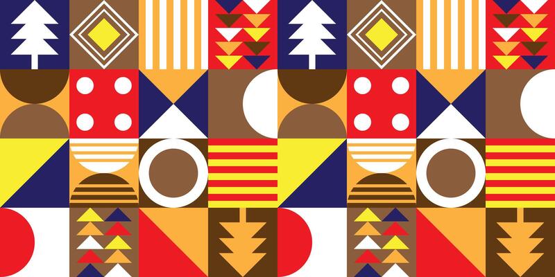 Colorful neo geometric poster. Grid with color geometrical shapes. Modern abstract promotional flyer background illustration set. Geometric