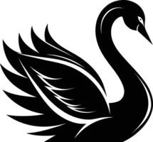 A black silhouette of a swan vector