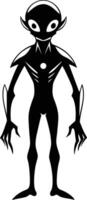 A black silhouette of a alien vector