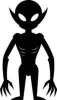 A black silhouette of a alien vector