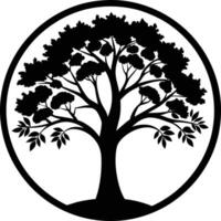 A black silhouette of a circle tree vector