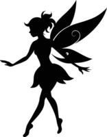 A silhouette of a fairy with wings vector