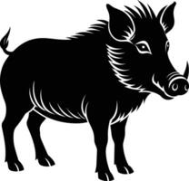 Black and white illustration of a wild boar vector