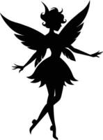 A silhouette of a fairy with wings vector